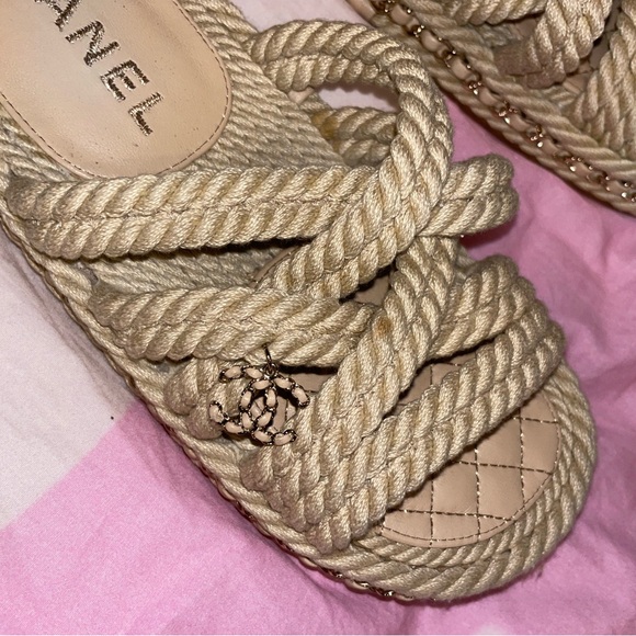 Chanel Beige Rope Mules/Sandals - Picture 2 of 4